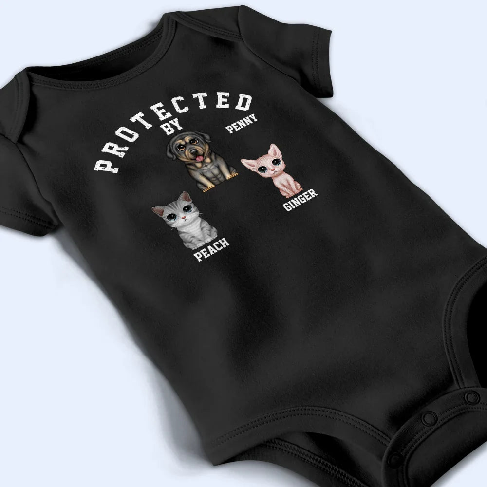 Protected By Dog Cat - Personalized Baby Onesie