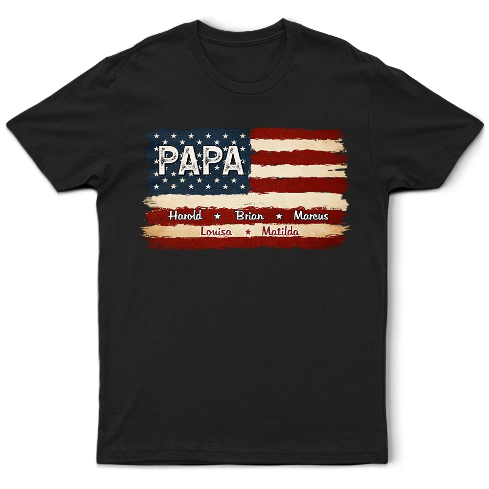 Stars And Stripes Proud To Be Merica Papa - Personalized T Shirt