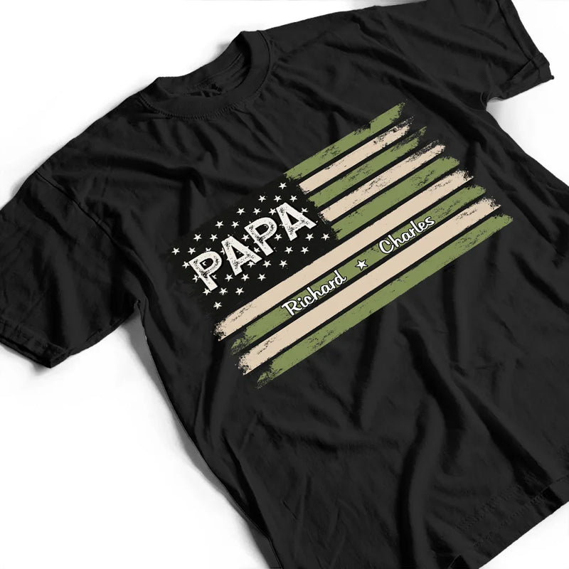 Stars And Stripes Proud To Be Merica Papa - Personalized T Shirt