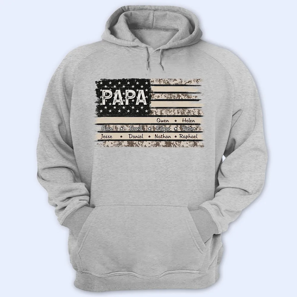 Stars And Stripes Proud To Be Merica Papa - Personalized T Shirt