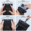 Rendez-vous à la plage : une fille de dessin animé sur un flotteur – Pochette étanche personnalisée pour téléphone