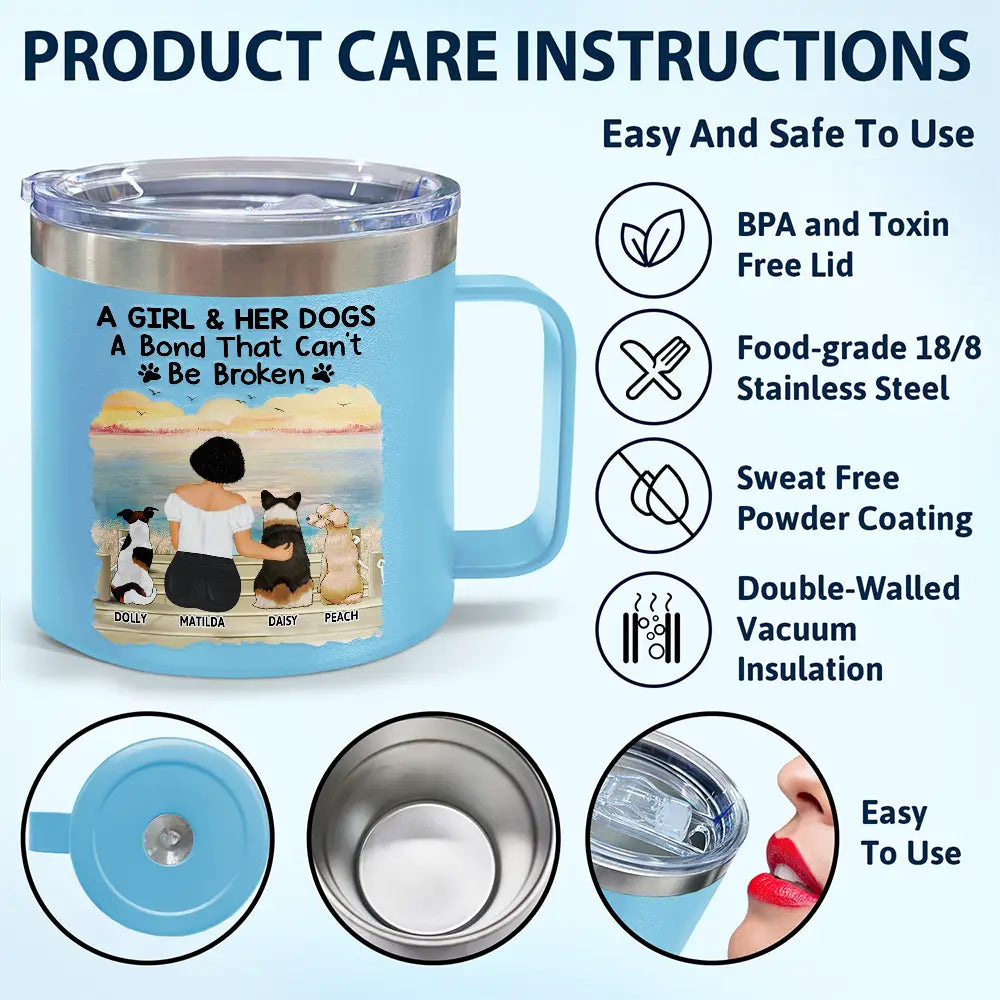 Un lien indéfectible pour chien - Gobelet personnalisé en acier inoxydable de 14 oz avec poignée