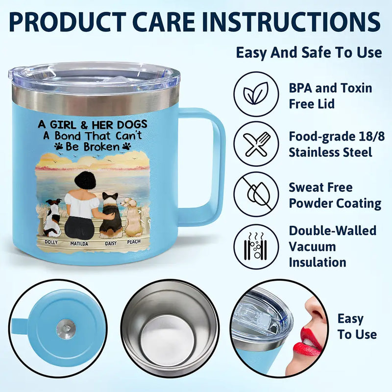 Un lien indéfectible pour chien - Gobelet personnalisé en acier inoxydable de 14 oz avec poignée