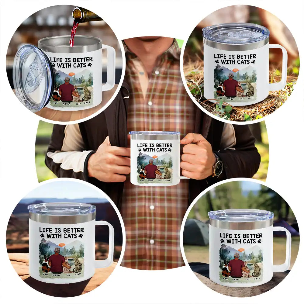 A Bond That Can't Be Broken Cat - Personalized 14oz Stainless Steel Tumbler With Handle