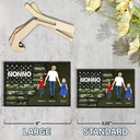 Nation Flag Dad Grandpa Walking With Kids - Personalized 2-Layered Wooden Plaque With Stand