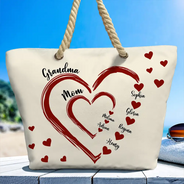 Maman, Grand-mère, Petits Amoureux - Sac de plage personnalisé