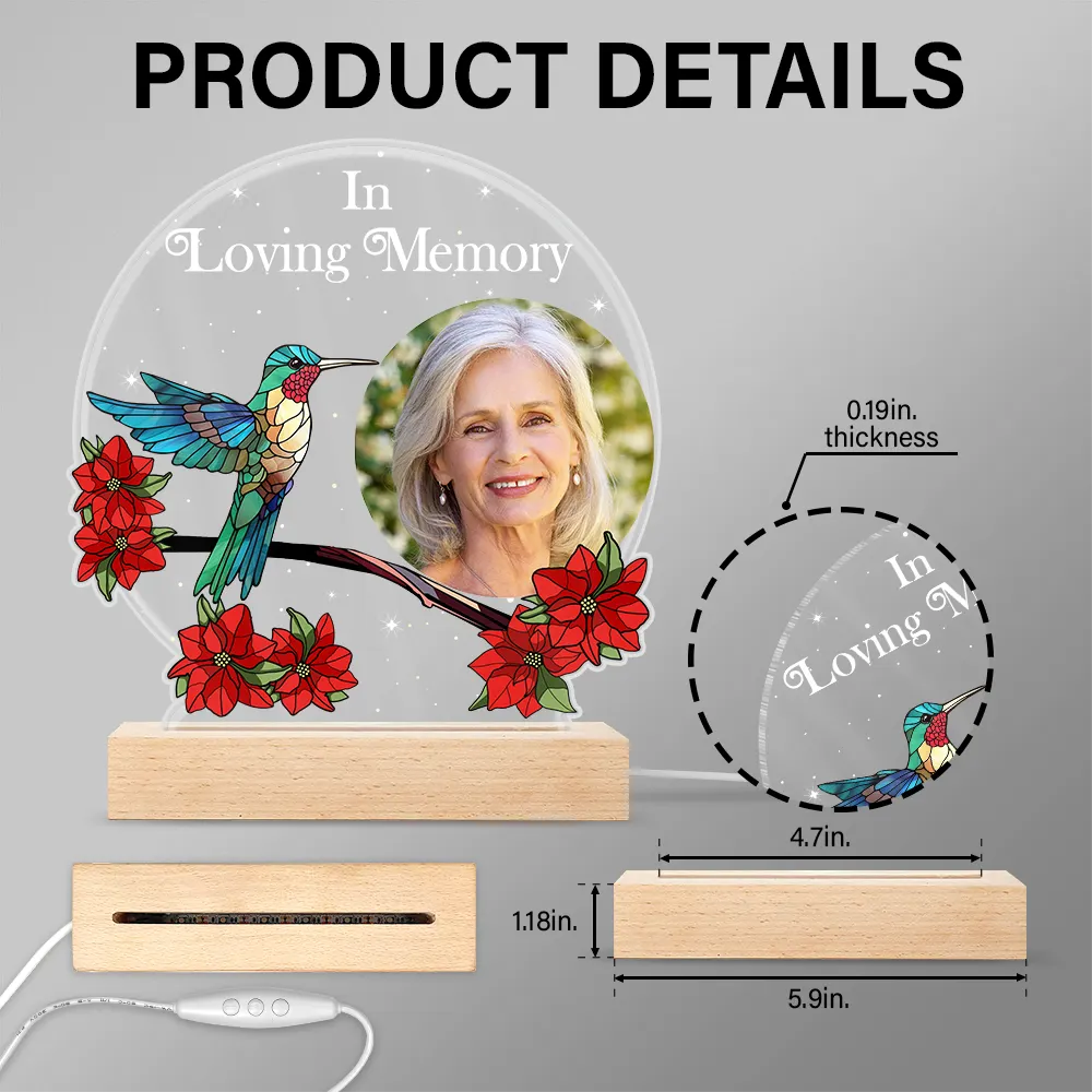 Custom Photo I'm Always With You Memorial - Personalized 3D Led Light Wooden Base
