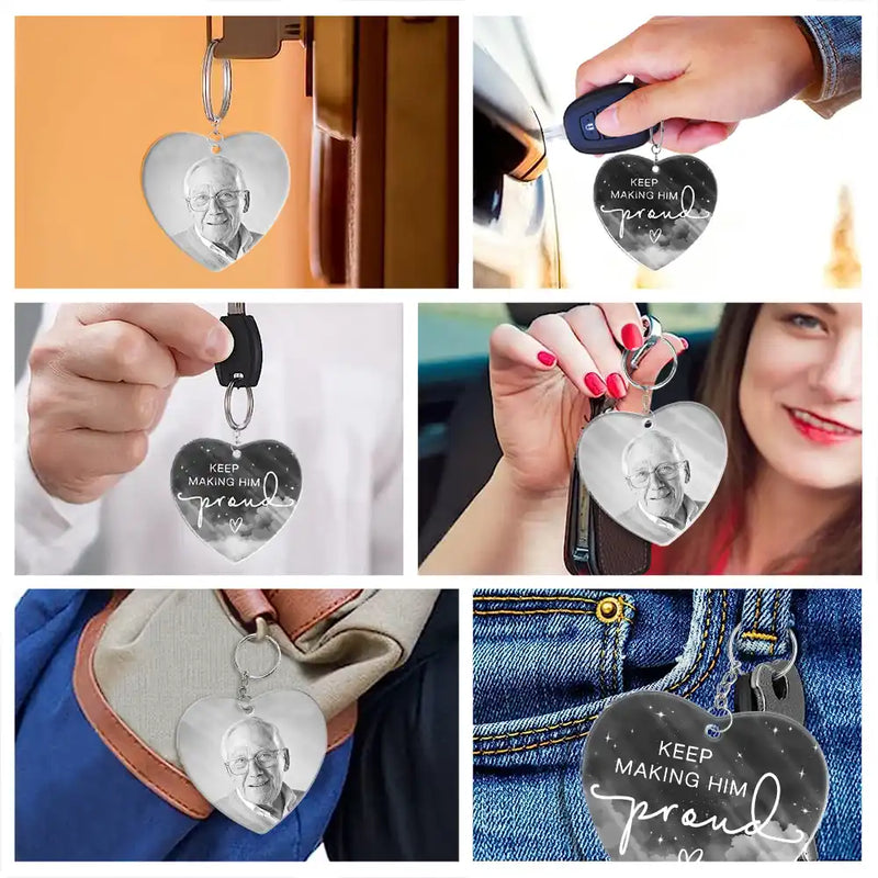 Custom Photo Keep Making Her Proud - Personalized Acrylic Keychain