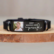 Custom Photo Keep Making Her Proud - Personalized Wristband Bracelet