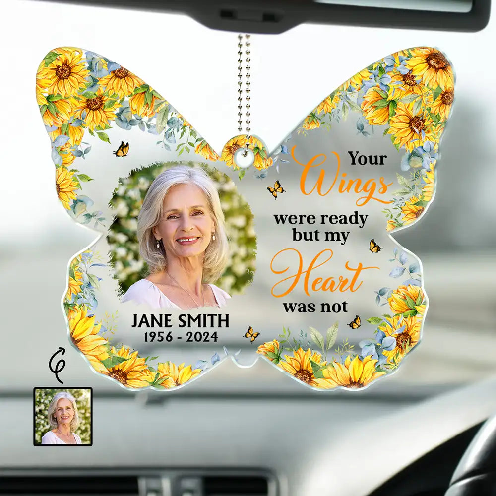Custom Photo Your Wings Were Ready But My Heart Was Not - Personalized Acrylic Car Hanger
