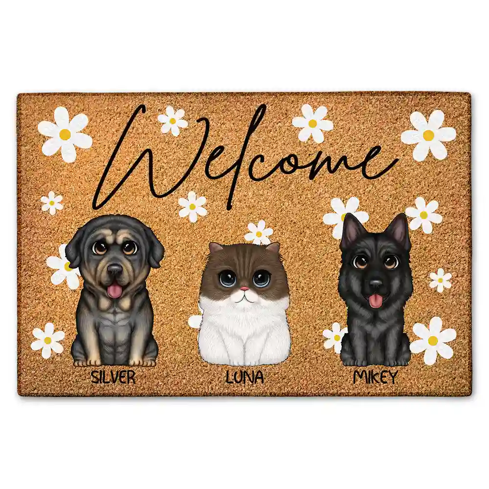 Welcome Dog Cat - Personalized Doormat