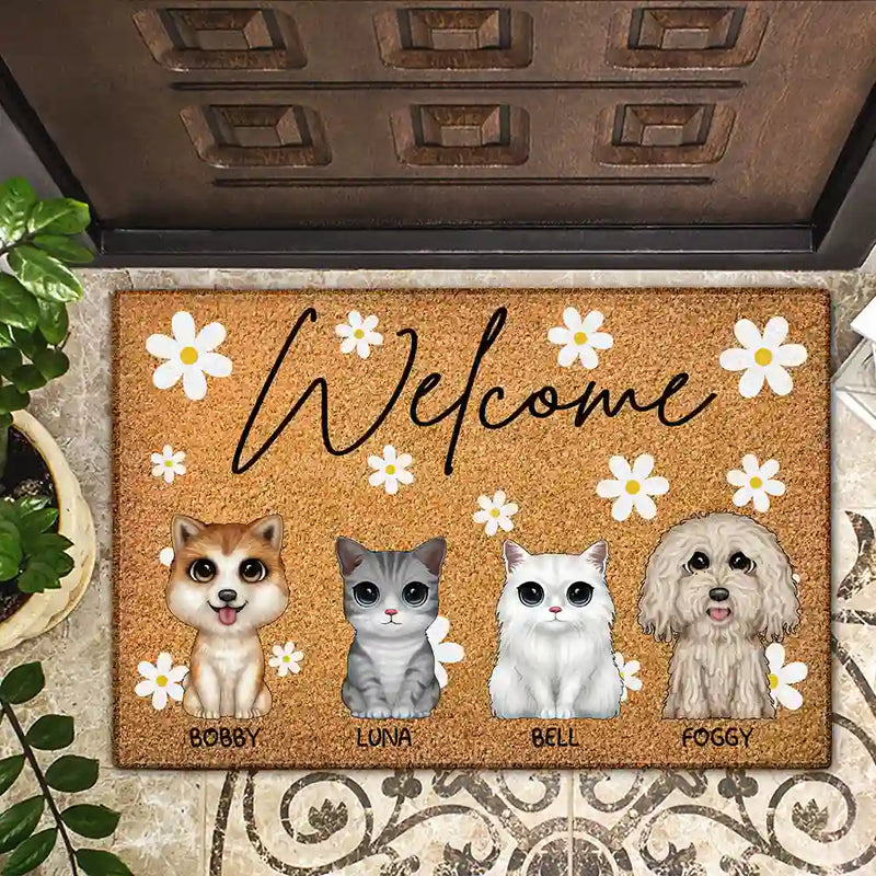 Welcome Dog Cat - Personalized Doormat