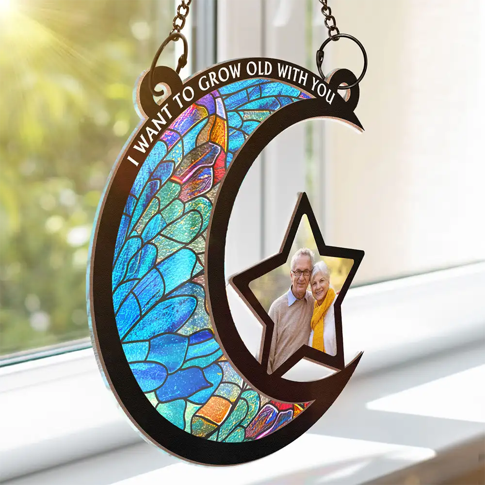 Custom Photo From Our First Kiss Till Our Last Breath - Personalized Window Hanging Suncatcher Ornament