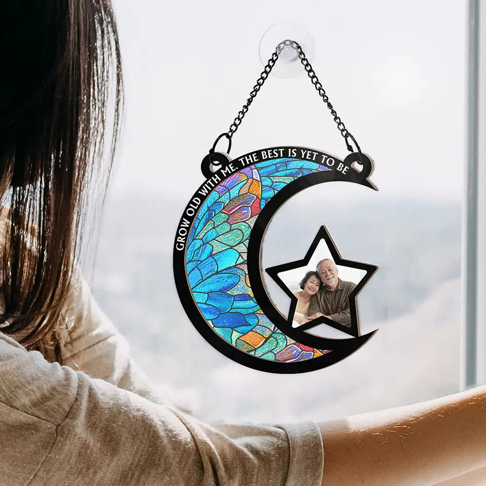Custom Photo From Our First Kiss Till Our Last Breath - Personalized Window Hanging Suncatcher Ornament