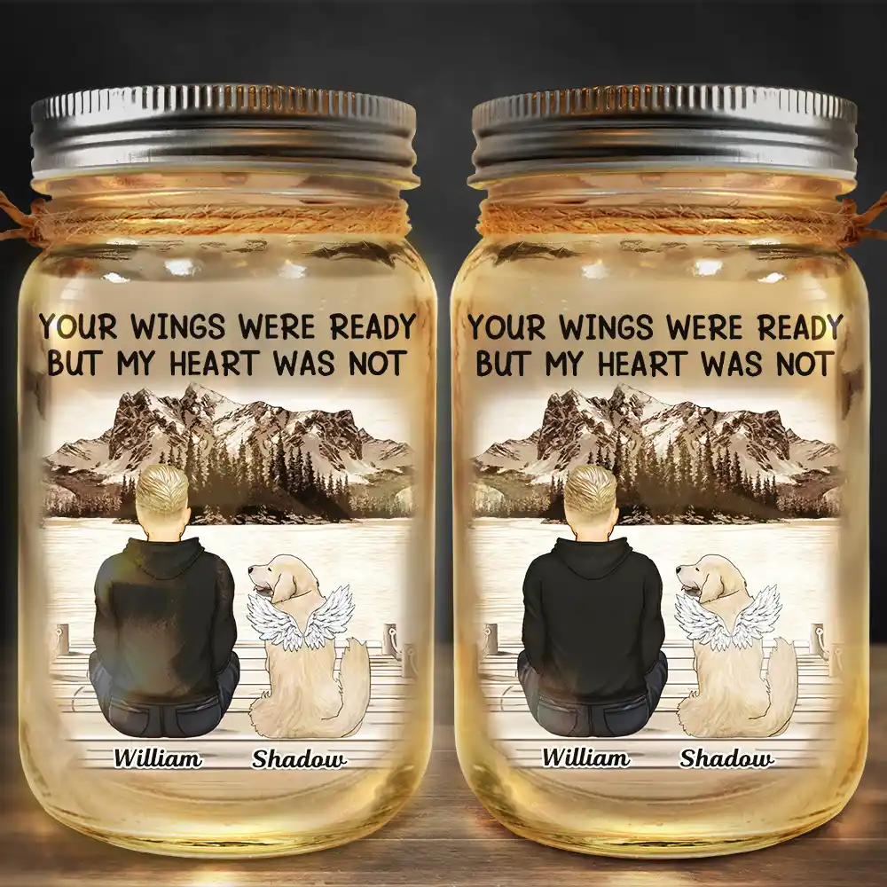 Maman chien, ta lumière brillera toujours dans mon cœur - Lampe de pot Mason personnalisée