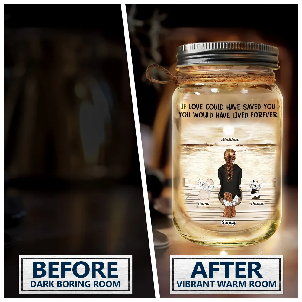 Maman chien, ta lumière brillera toujours dans mon cœur - Lampe de pot Mason personnalisée