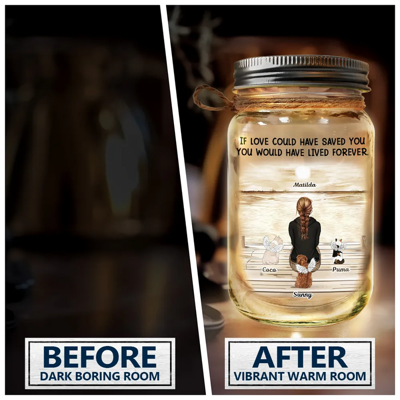 Maman chien, ta lumière brillera toujours dans mon cœur - Lampe de pot Mason personnalisée