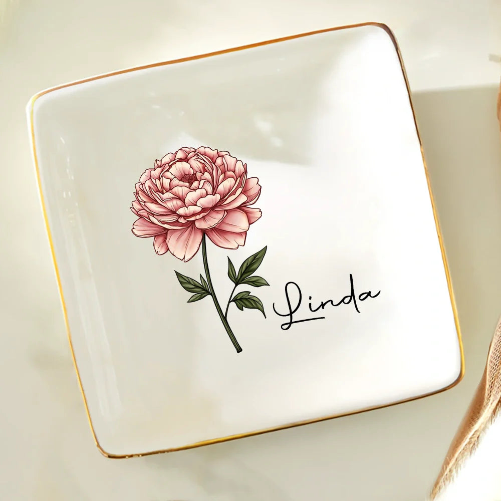 Les fleurs du mois de naissance fleurissent là où vous êtes planté - Porte-bague personnalisé