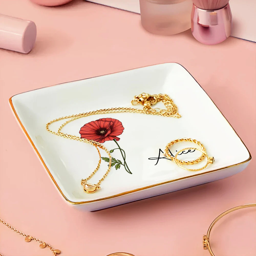 Les fleurs du mois de naissance fleurissent là où vous êtes planté - Porte-bague personnalisé
