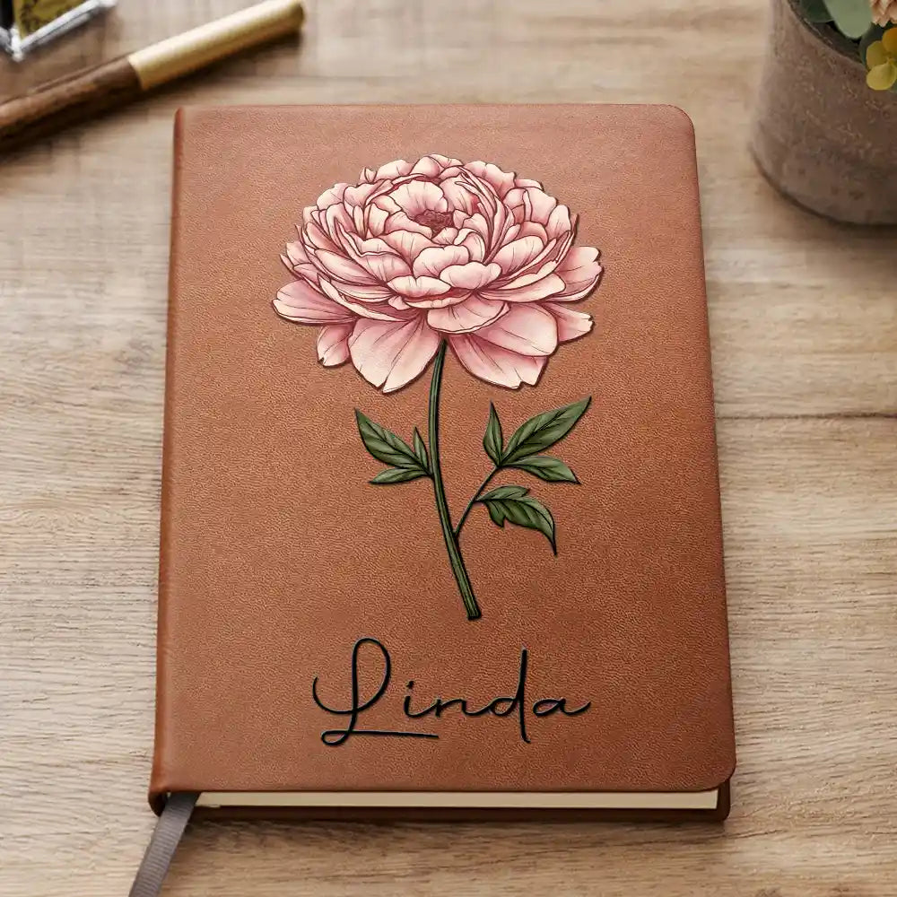 Leather Journal 2024 with Painted Flowers