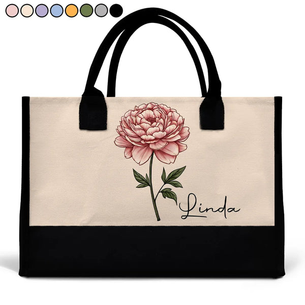 Birth Month Flowers Bloom Where You're Planted - Personalized Canvas Tote Bag