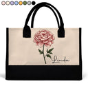 Birth Month Flowers Bloom Where You're Planted - Personalized Canvas Tote Bag