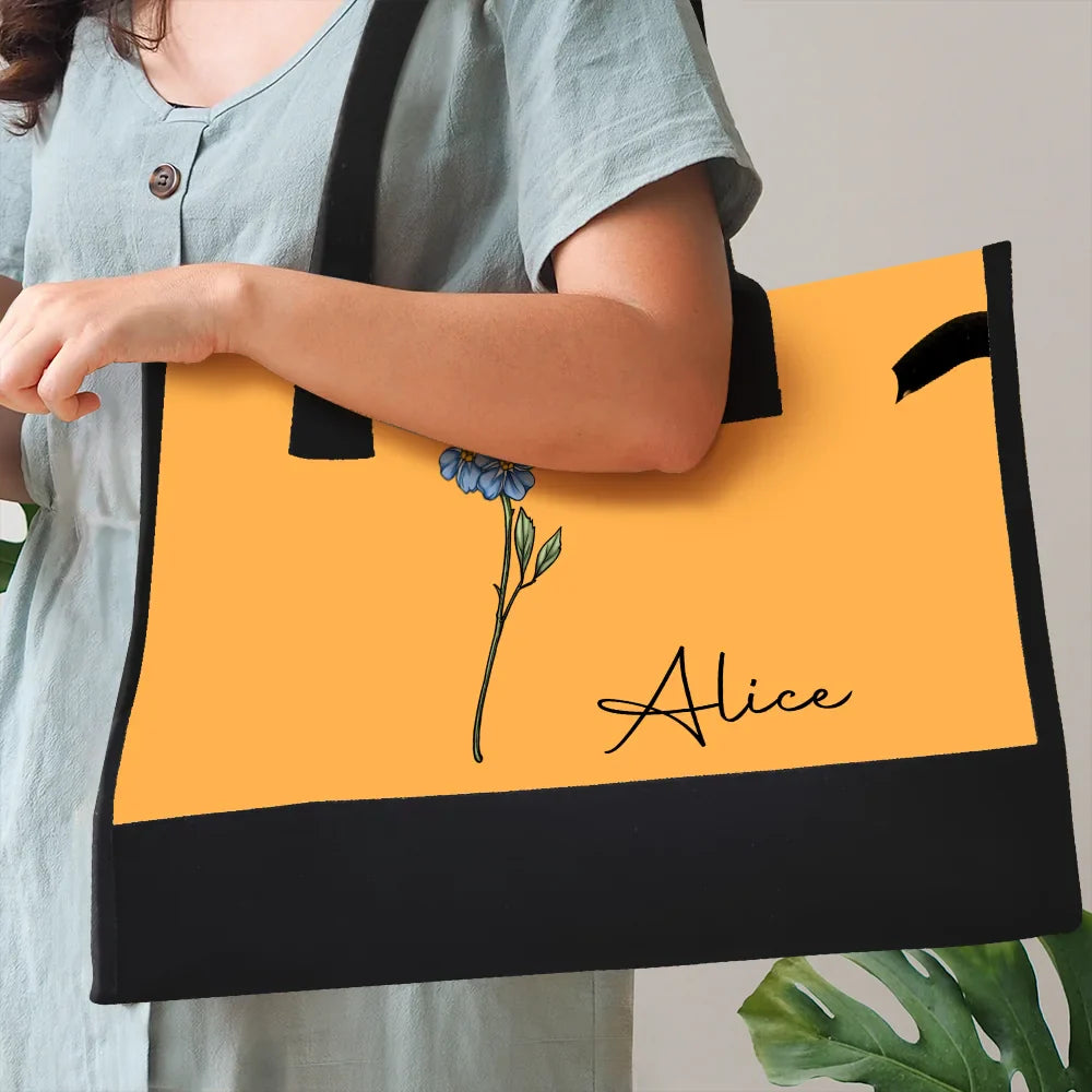 Birth Month Flowers Bloom Where You're Planted - Personalized Canvas Tote Bag