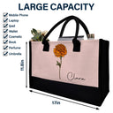 Birth Month Flowers Bloom Where You're Planted - Personalized Canvas Tote Bag