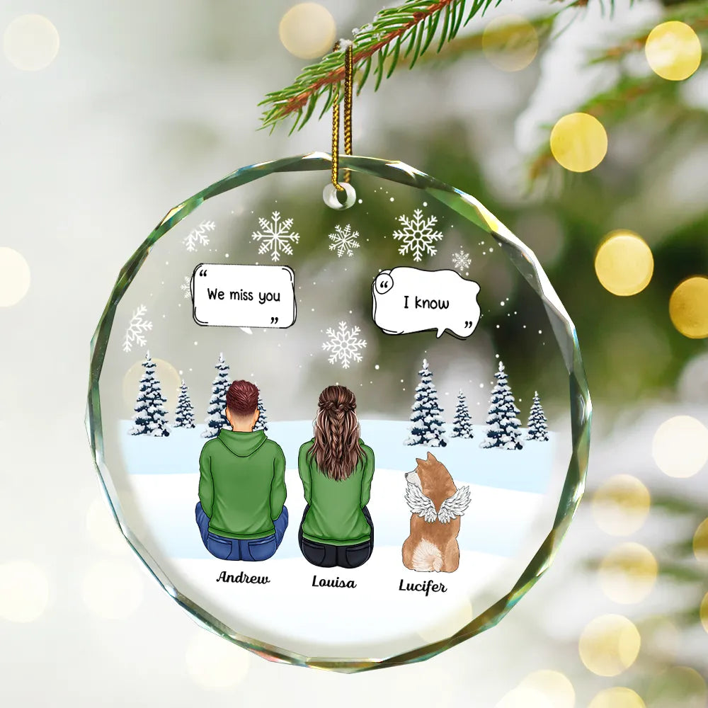 I Miss You Christmas Memorial Gift For Pet Lovers - Personalized Circle Glass Ornament