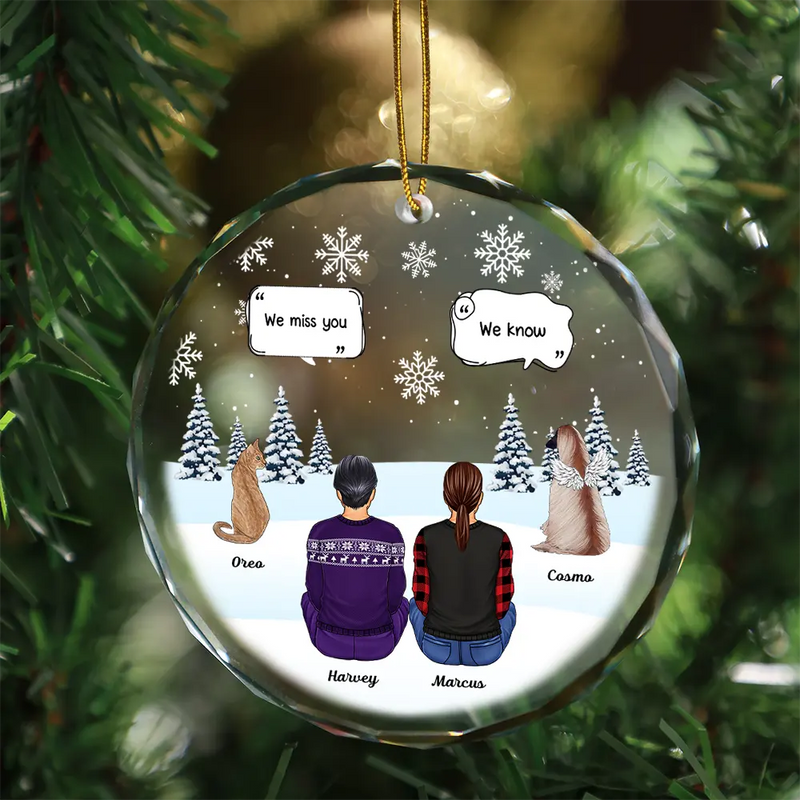 I Miss You Christmas Memorial Gift For Pet Lovers - Personalized Circle Glass Ornament
