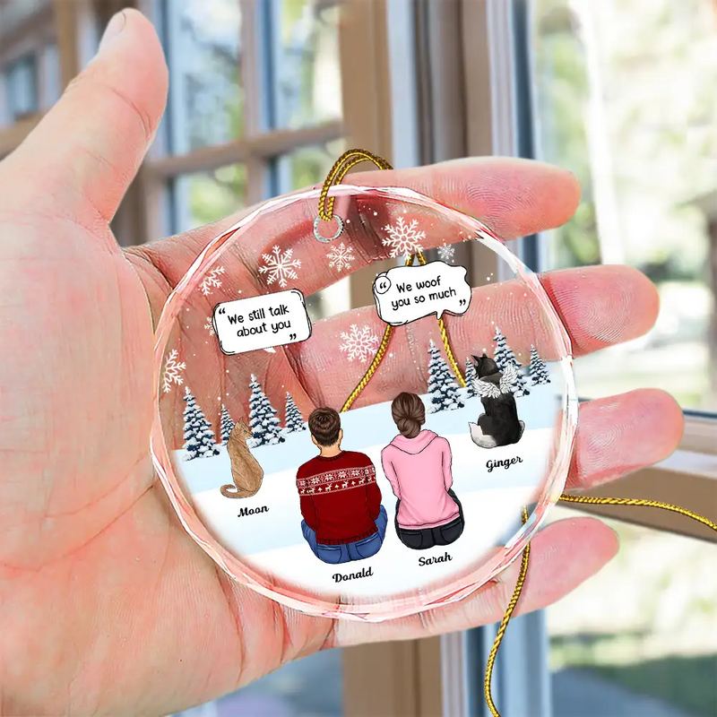 I Miss You Christmas Memorial Gift For Pet Lovers - Personalized Circle Glass Ornament