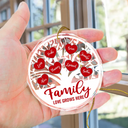 Love Grows Here Christmas Family - Personalized Circle Glass Ornament