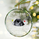 Custom Photo Baby Bump To Daddy, Mommy New Parents Christmas - Personalized Circle Glass Ornament