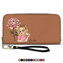 Birth Month Flowers Bloom Where You're Planted Women - Personalized Leather Long Wallet
