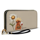 Birth Month Flowers Bloom Where You're Planted Women - Personalized Leather Long Wallet
