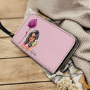 Birth Month Flowers Bloom Where You're Planted Women - Personalized Leather Long Wallet