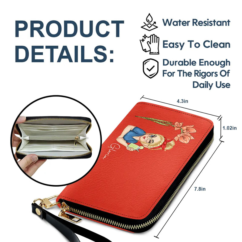 Birth Month Flowers Bloom Where You're Planted Women - Personalized Leather Long Wallet