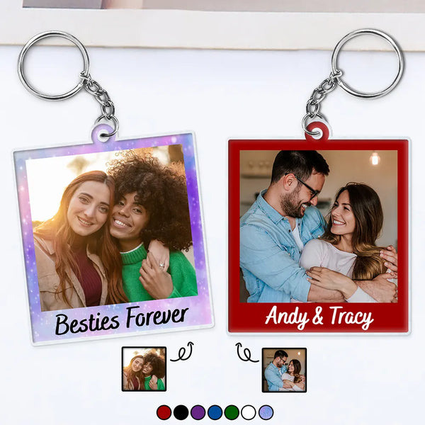 Porte-clés photo personnalisé en acrylique pour couple, meilleure amie, sœur, famille 