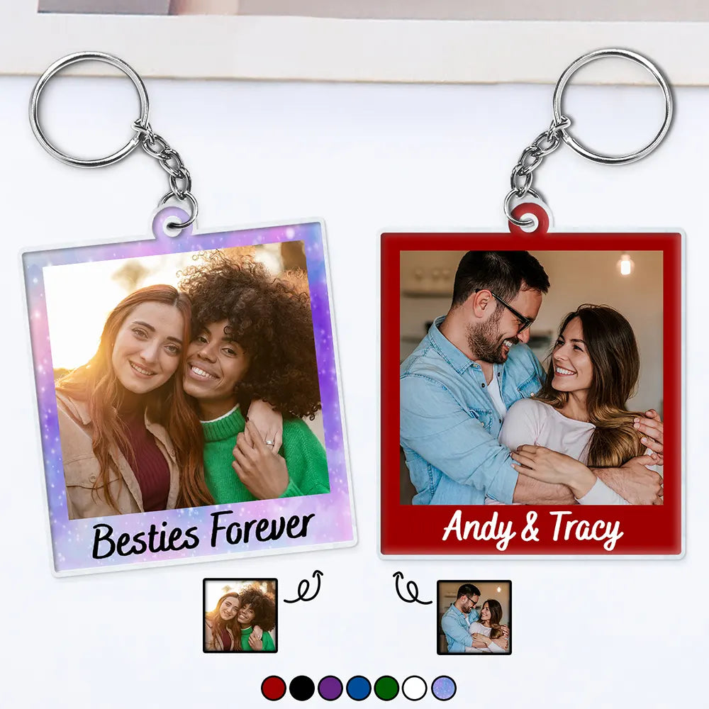 Custom Photo Couple Bestie Sister Family - Personalized Acrylic Keychain