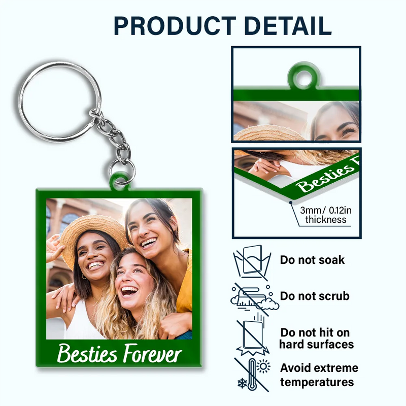 Custom Photo Couple Bestie Sister Family - Personalized Acrylic Keychain