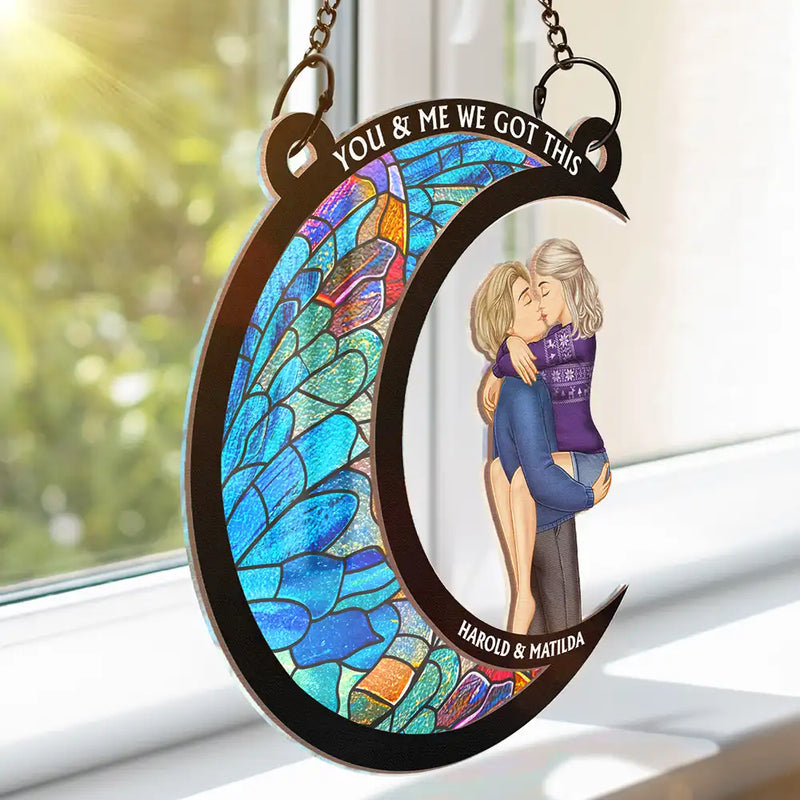 From Our First Kiss Till Our Last Breath Couple - Personalized Window Hanging Suncatcher Ornament