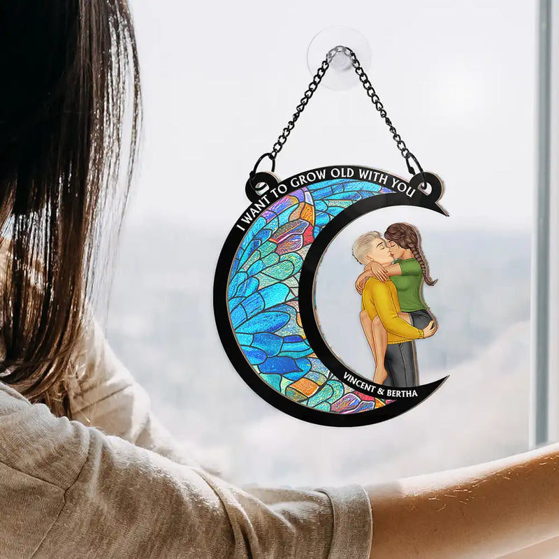 From Our First Kiss Till Our Last Breath Couple - Personalized Window Hanging Suncatcher Ornament