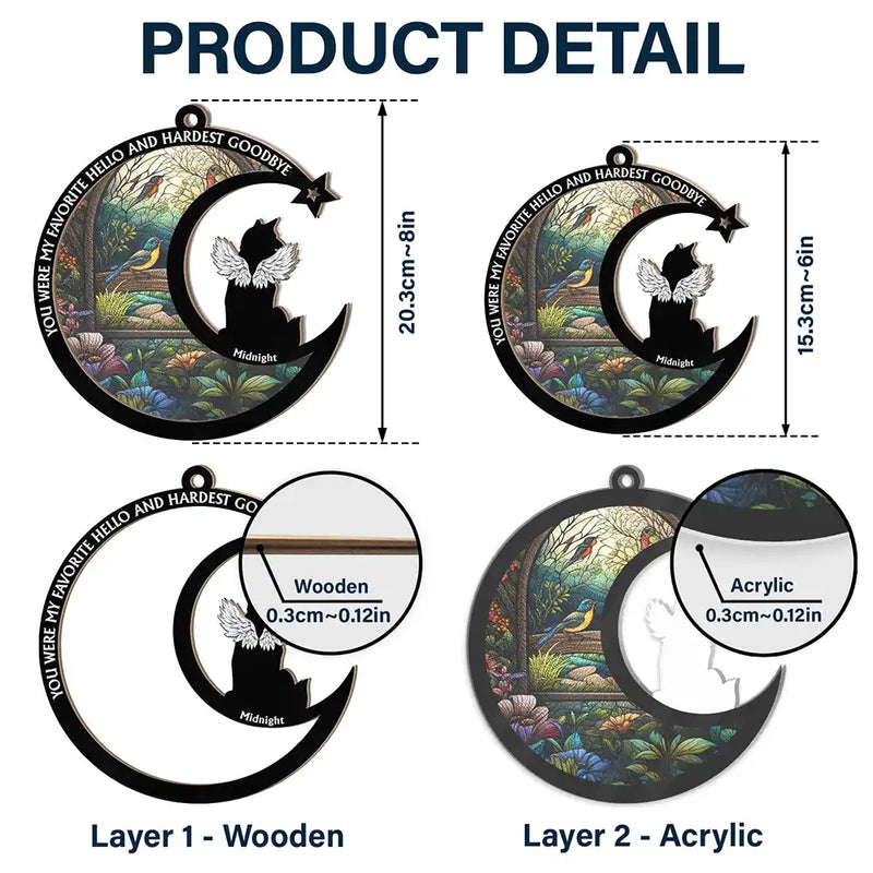 No Longer By My Side Dog Cat Memorial - Personalized Window Hanging Suncatcher Ornament