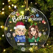 Décoration de Noël personnalisée en acrylique avec cercle « Besties Forever » 