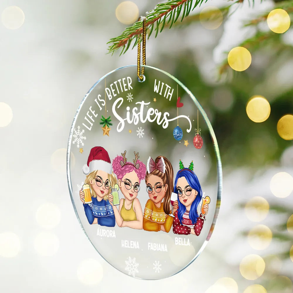 Décoration de Noël personnalisée en acrylique avec cercle « Besties Forever » 