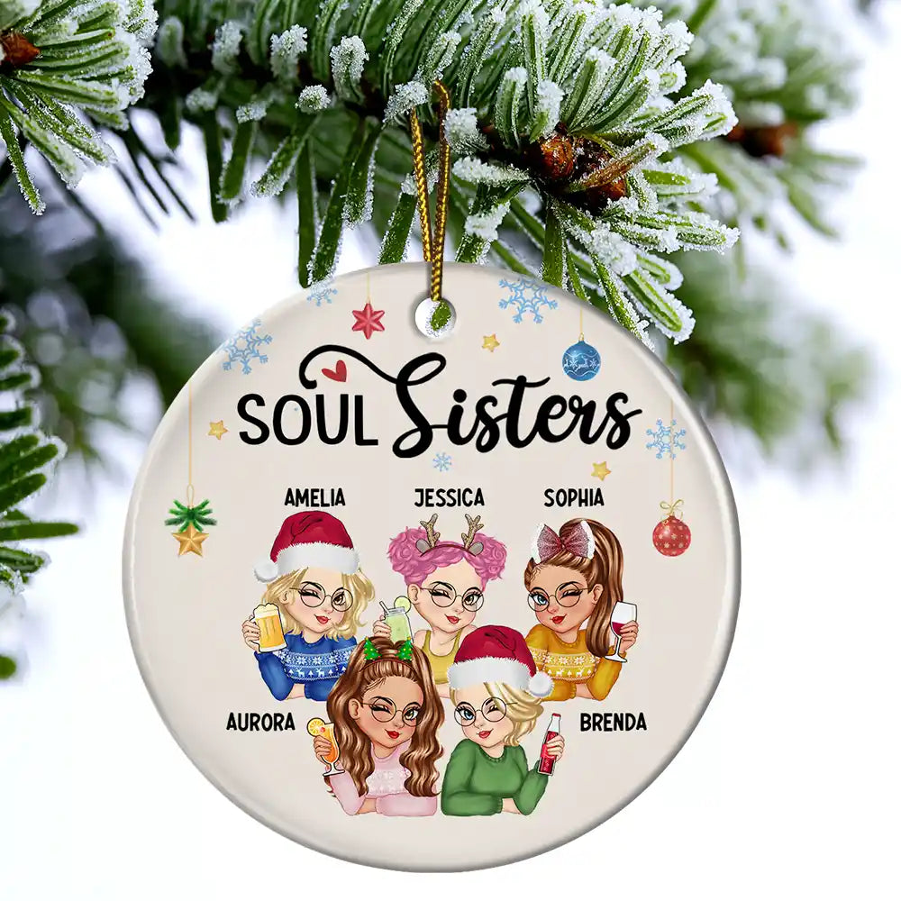 Besties Forever Christmas - Personalized Circle Ceramic Ornament