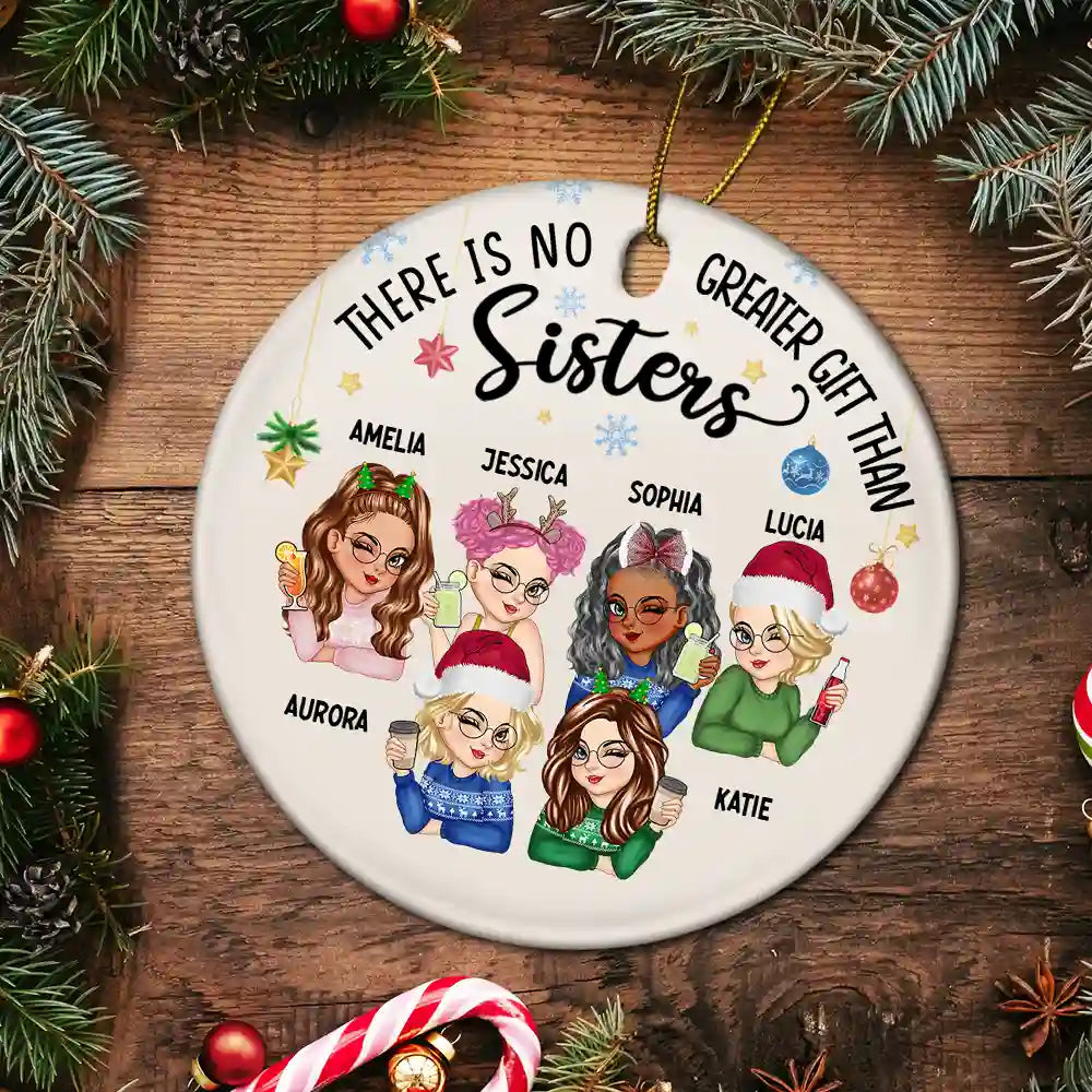 Besties Forever Christmas - Personalized Circle Ceramic Ornament