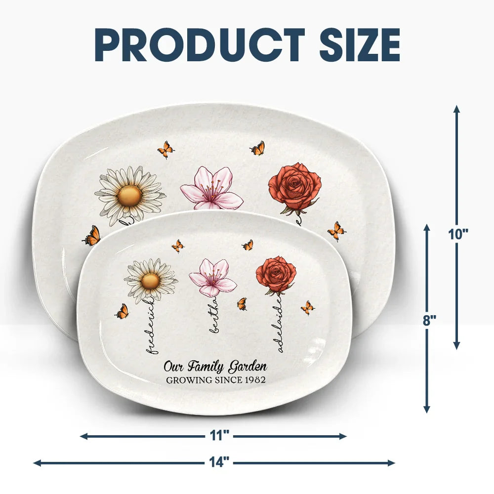 Family Garden Birth Month Flowers - Personalized Plate