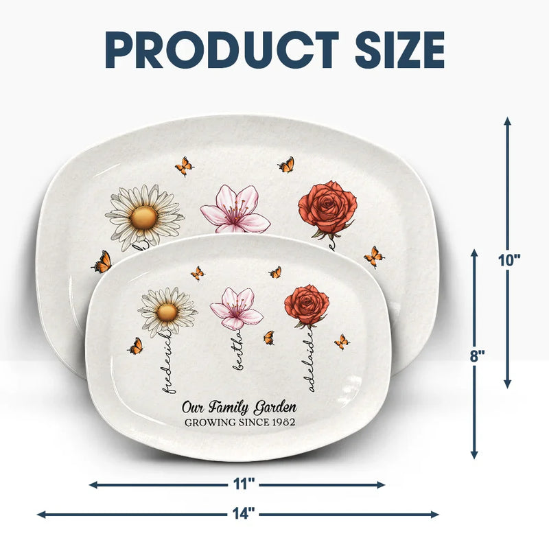 Family Garden Birth Month Flowers - Personalized Plate