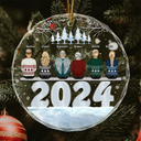 Christmas 2024 Back View Family - Personalized Circle Glass Ornament